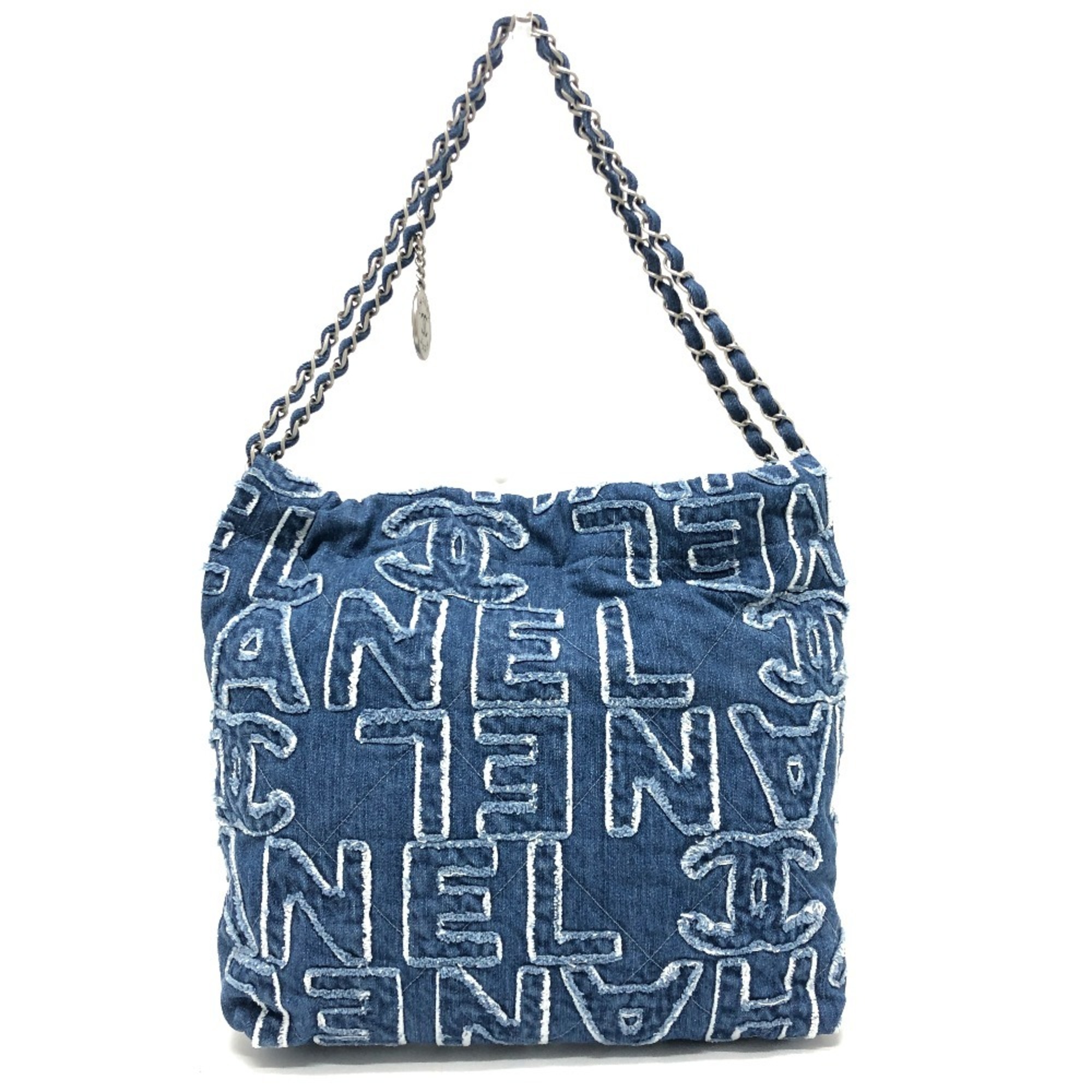 CHANEL AS3260 24A CHANEL22 Patchwork Shoulder Bag Denim Women's Blue