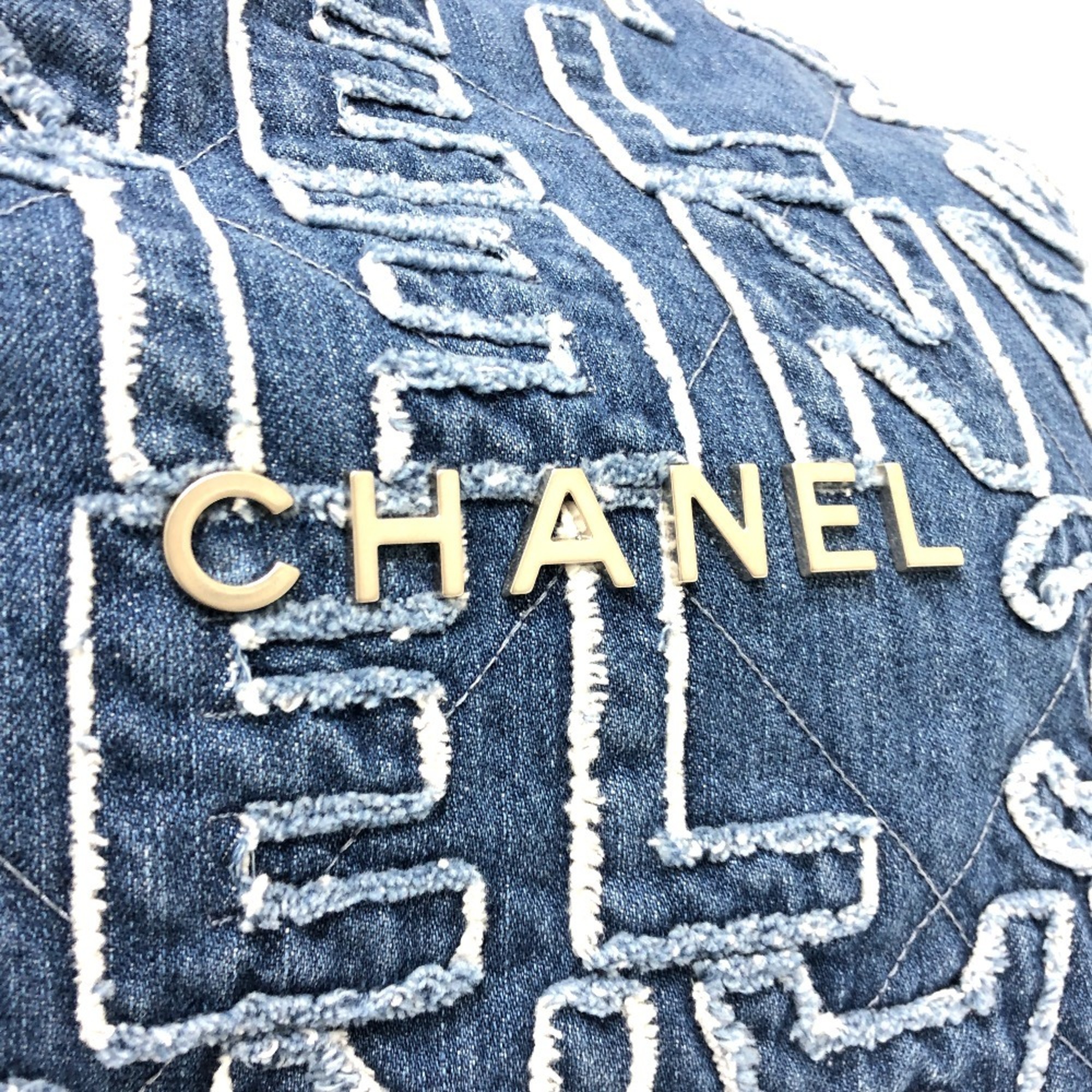 CHANEL AS3260 24A CHANEL22 Patchwork Shoulder Bag Denim Women's Blue