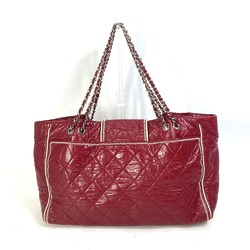 CHANEL Quilted 2.55 Matelasse W Chain Tote Bag Shoulder Leather Women's Red