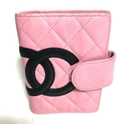 CHANEL A26727 Cambon Line Bicolor CC Coco Mark Quilted Notebook Cover Leather Women's Pink