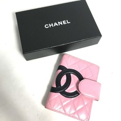 CHANEL A26727 Cambon Line Bicolor CC Coco Mark Quilted Notebook Cover Leather Women's Pink