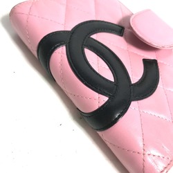 CHANEL A26727 Cambon Line Bicolor CC Coco Mark Quilted Notebook Cover Leather Women's Pink