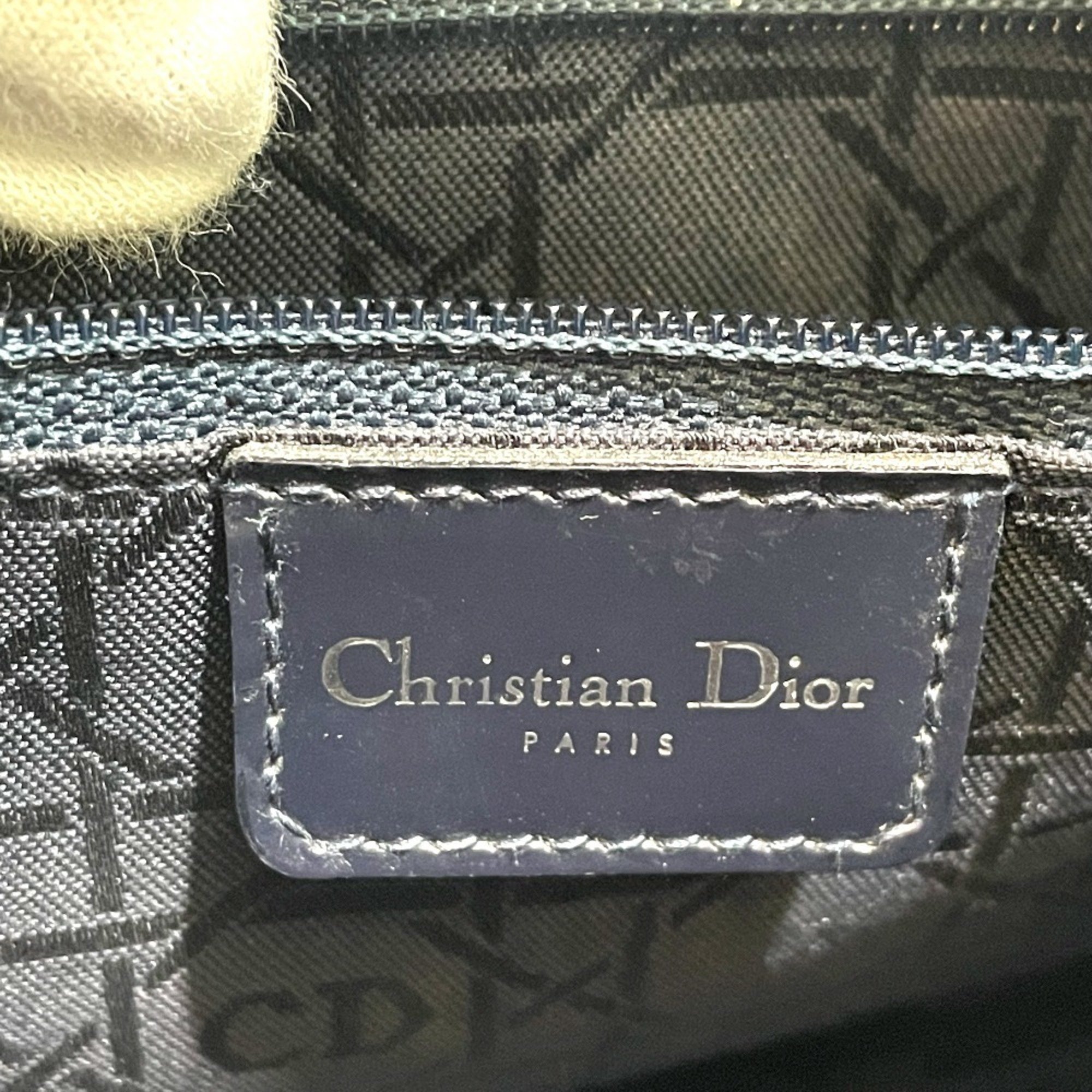 Christian Dior Dior Cannage Lady Medium Shoulder Bag Handbag Denim Women's Blue