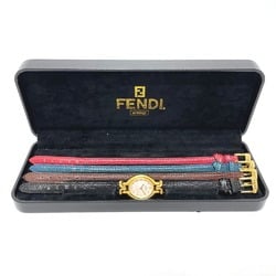 FENDI 640L Changeable Strap 4 Colors Quartz Watch SS Leather Ladies Multicolor x