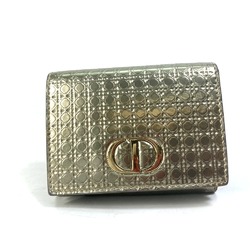 Christian Dior Dior CD Compact Wallet Tri-fold Leather Women's Gold