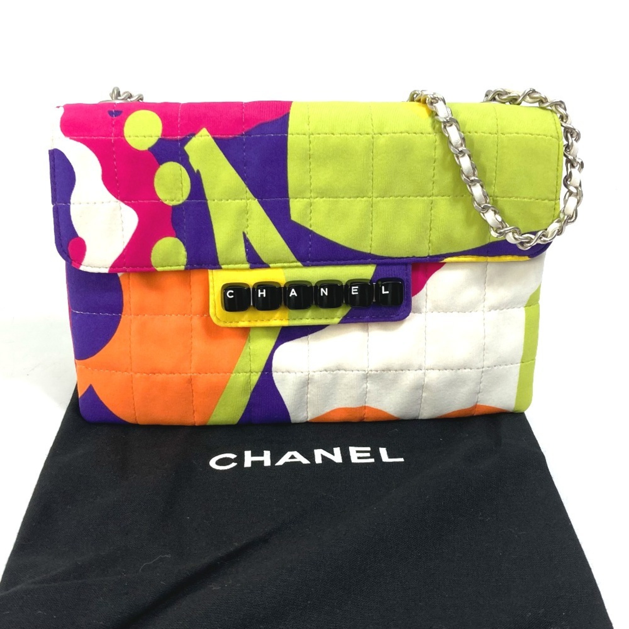 CHANEL Chanel Handbag Bag Chocolate Bar Piano Chain Shoulder Nylon Women's Multicolor