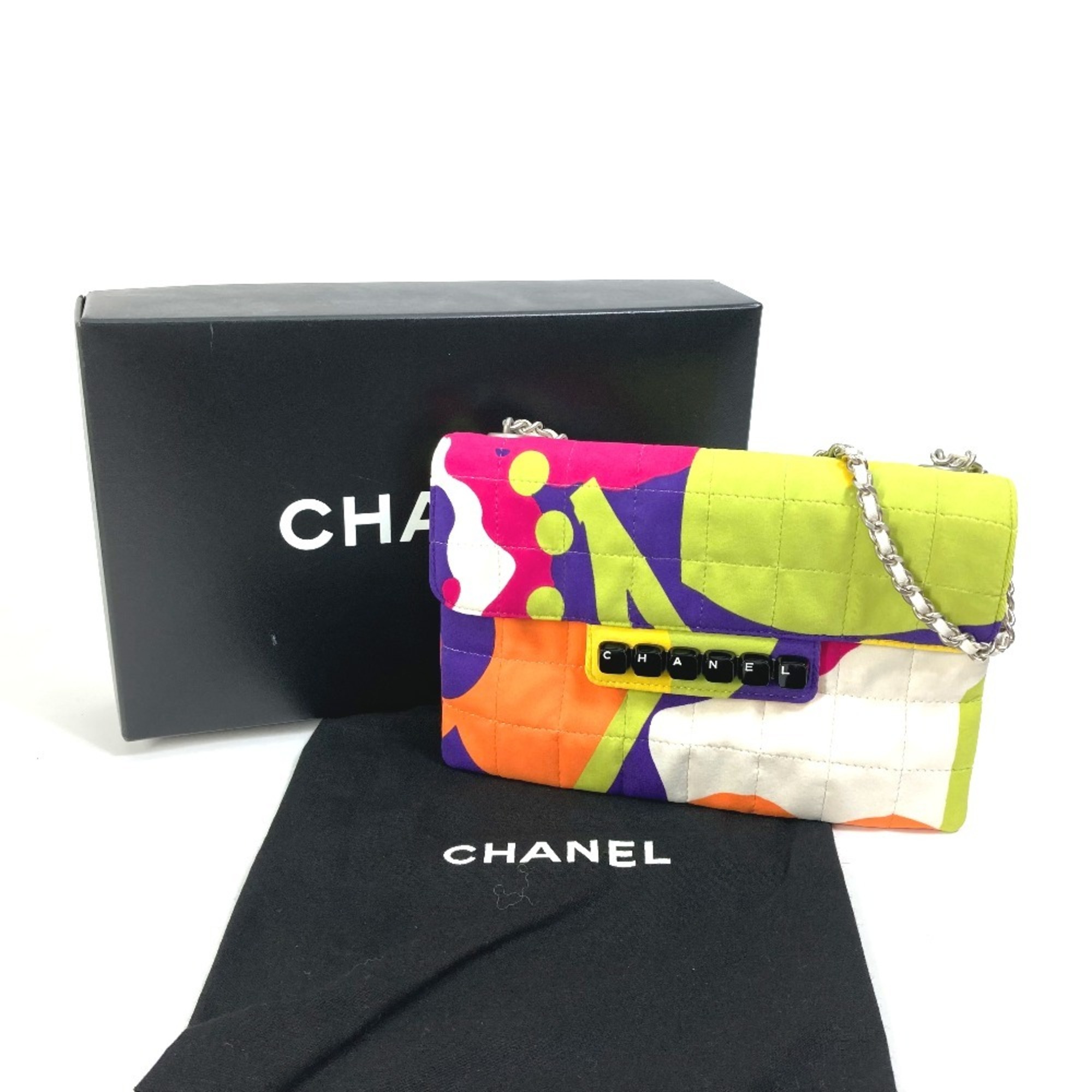 CHANEL Chanel Handbag Bag Chocolate Bar Piano Chain Shoulder Nylon Women's Multicolor