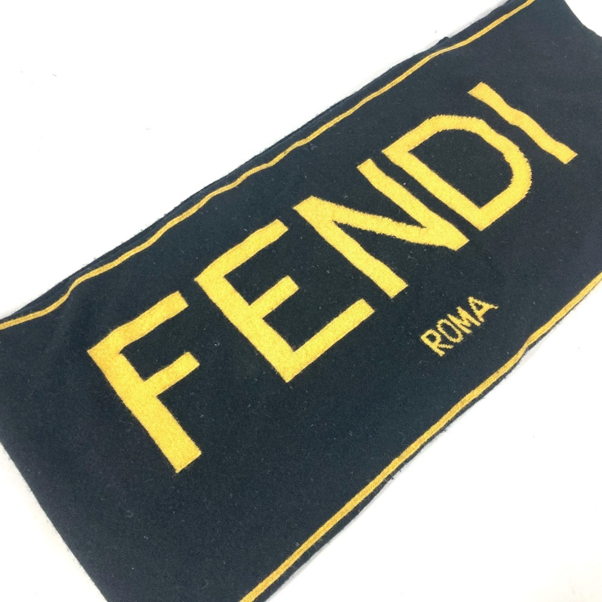 FENDI Bicolor Wool Scarf for Men, Black