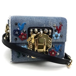 DOLCE&GABBANA Dolce & Gabbana Crossbody Bag Studs LUCIA Pochette Shoulder Denim Women's Blue