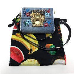 DOLCE&GABBANA Dolce & Gabbana Crossbody Bag Studs LUCIA Pochette Shoulder Denim Women's Blue