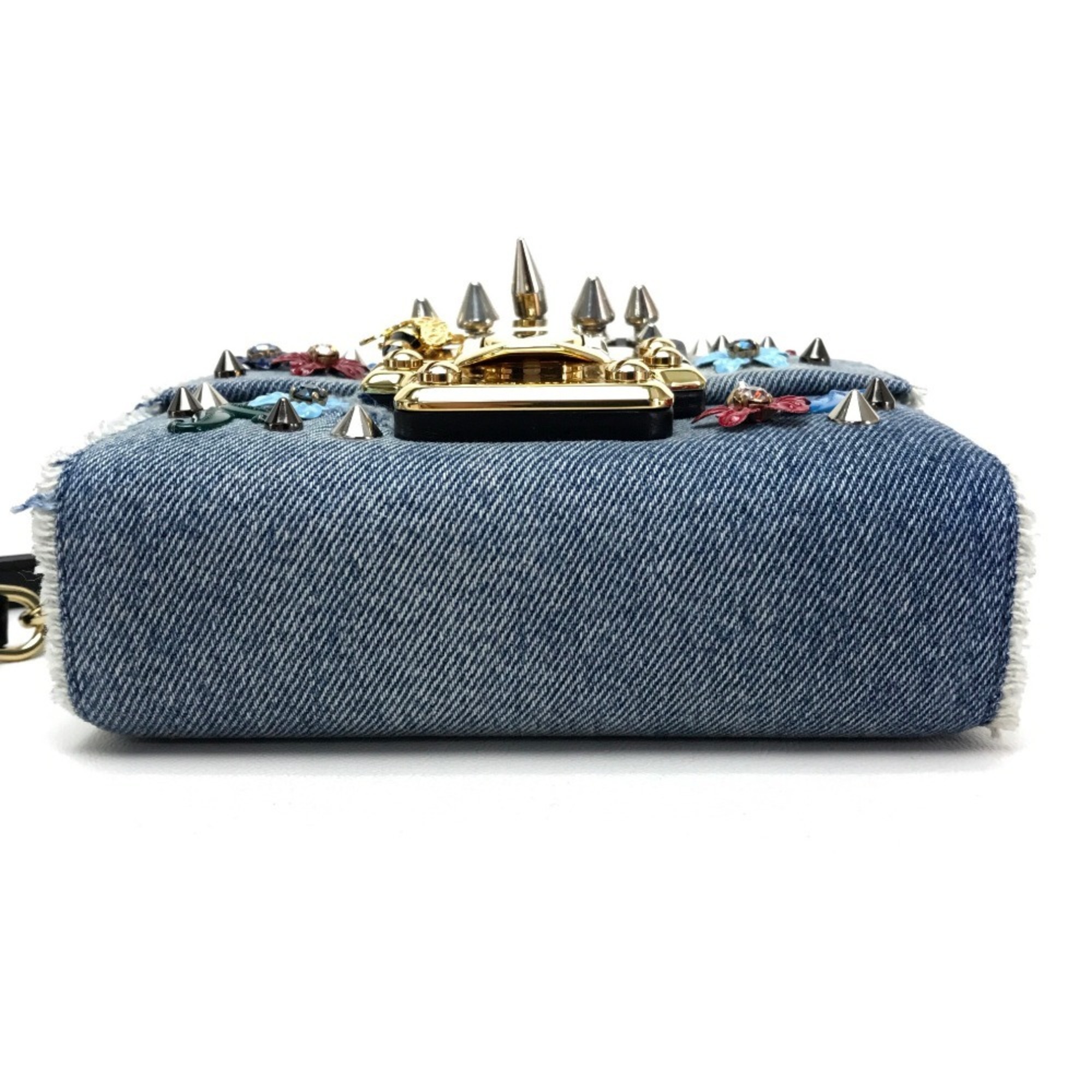 DOLCE&GABBANA Dolce & Gabbana Crossbody Bag Studs LUCIA Pochette Shoulder Denim Women's Blue