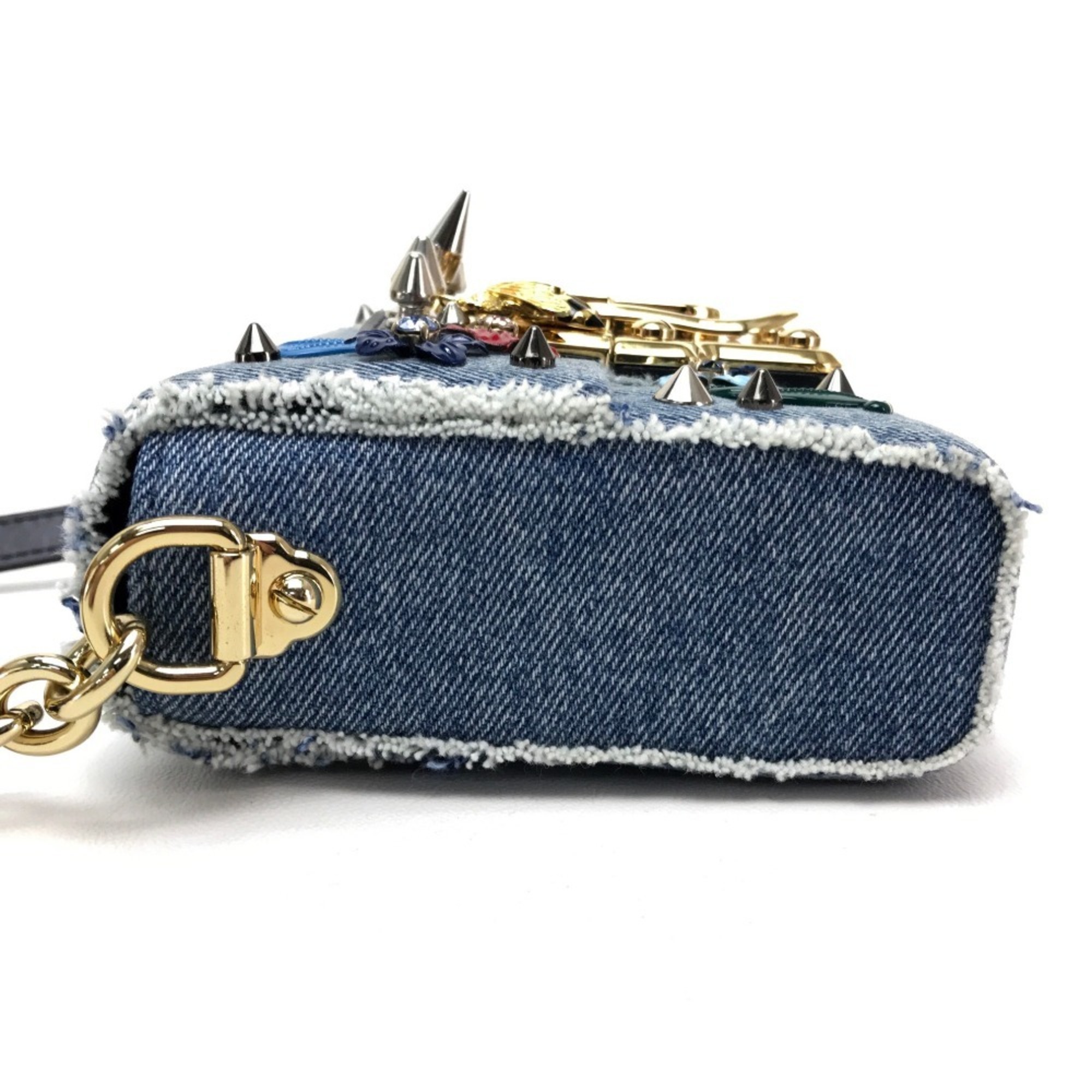 DOLCE&GABBANA Dolce & Gabbana Crossbody Bag Studs LUCIA Pochette Shoulder Denim Women's Blue