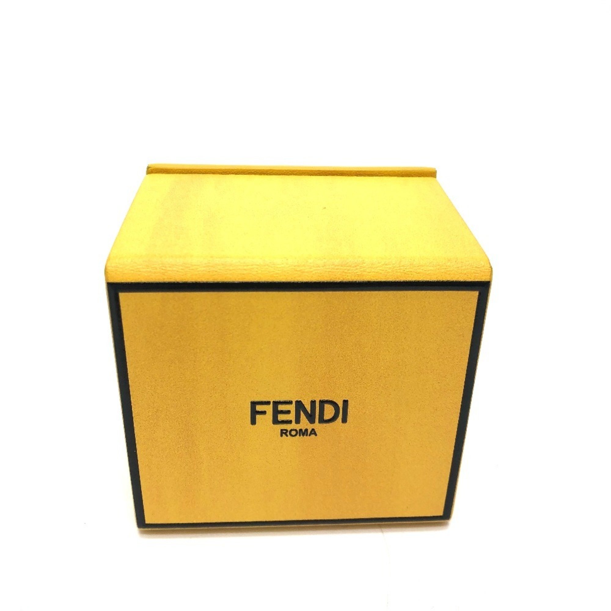 FENDI 7AR894 Accessory Box Charm Keychain Leather Women's Yellow