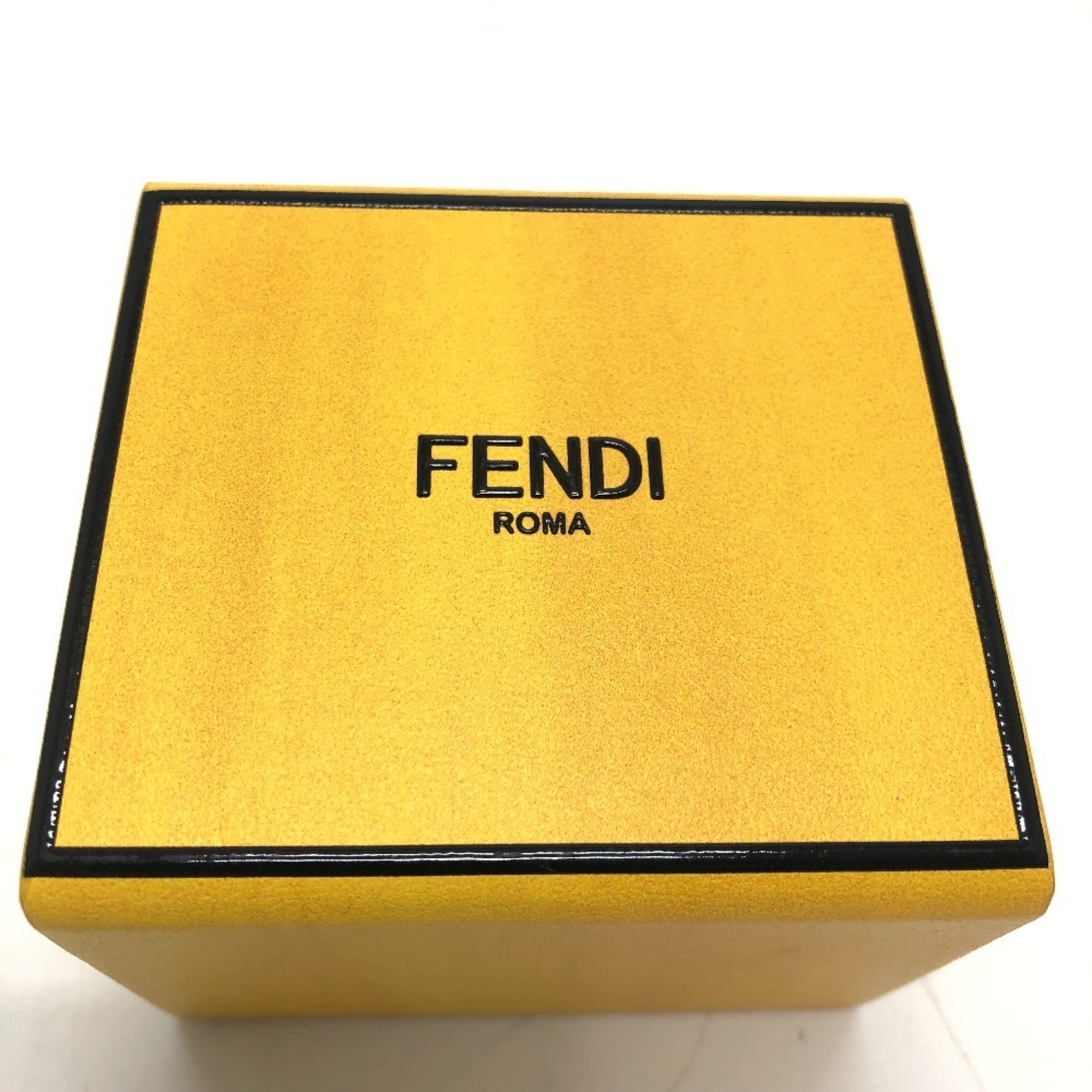 FENDI 7AR894 Accessory Box Charm Keychain Leather Women's Yellow