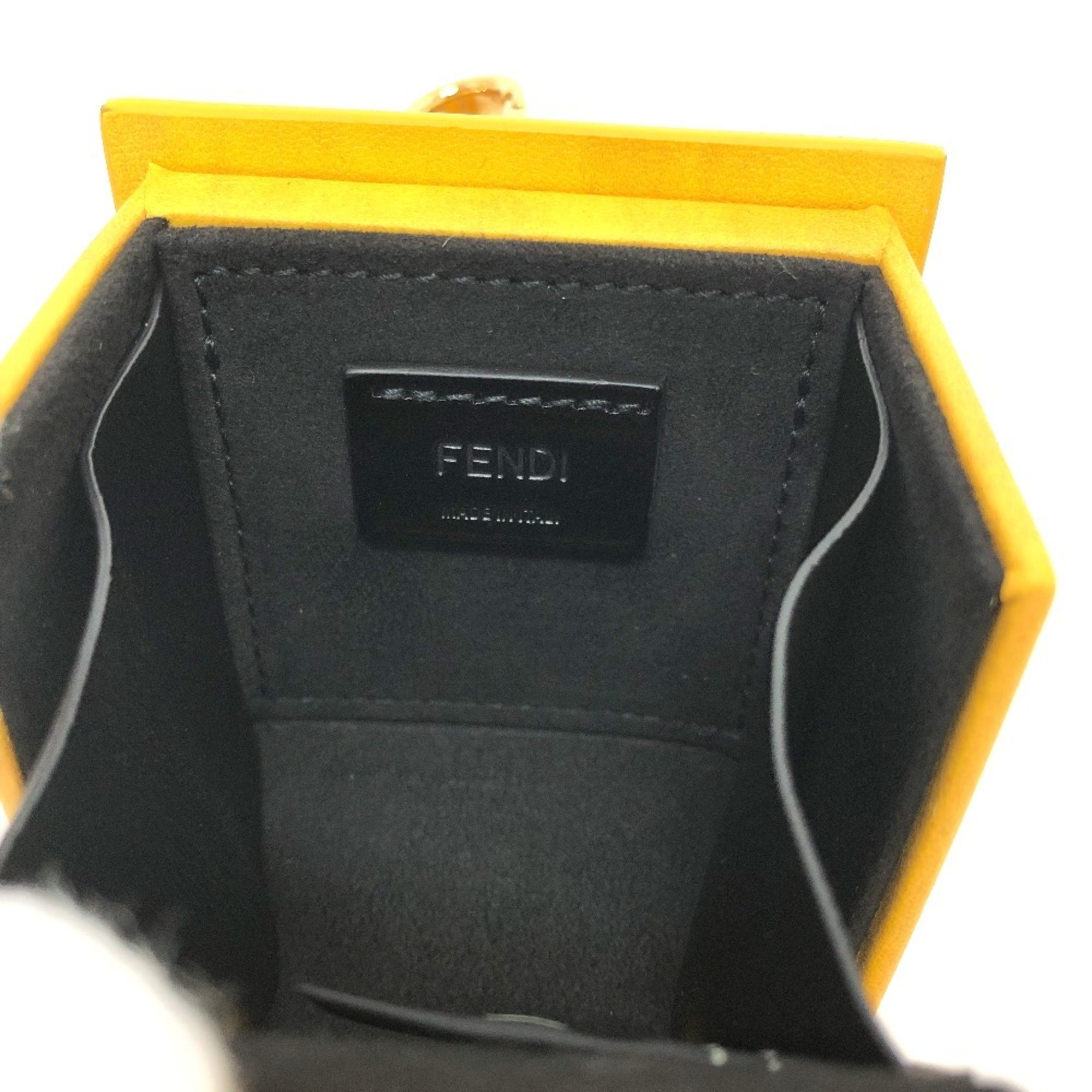 FENDI 7AR894 Accessory Box Charm Keychain Leather Women's Yellow