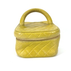 CHANEL Chanel Matelasse Vanity Bag Quilted Handbag Leather Yellow Women's