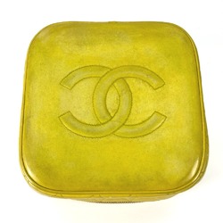 CHANEL Chanel Matelasse Vanity Bag Quilted Handbag Leather Yellow Women's