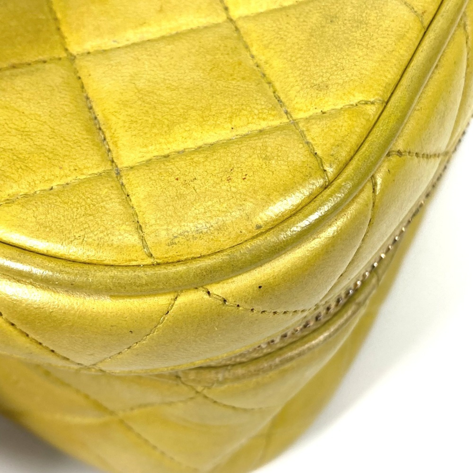 CHANEL Chanel Matelasse Vanity Bag Quilted Handbag Leather Yellow Women's