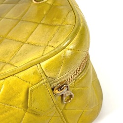 CHANEL Chanel Matelasse Vanity Bag Quilted Handbag Leather Yellow Women's