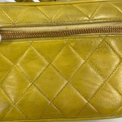 CHANEL Chanel Matelasse Vanity Bag Quilted Handbag Leather Yellow Women's