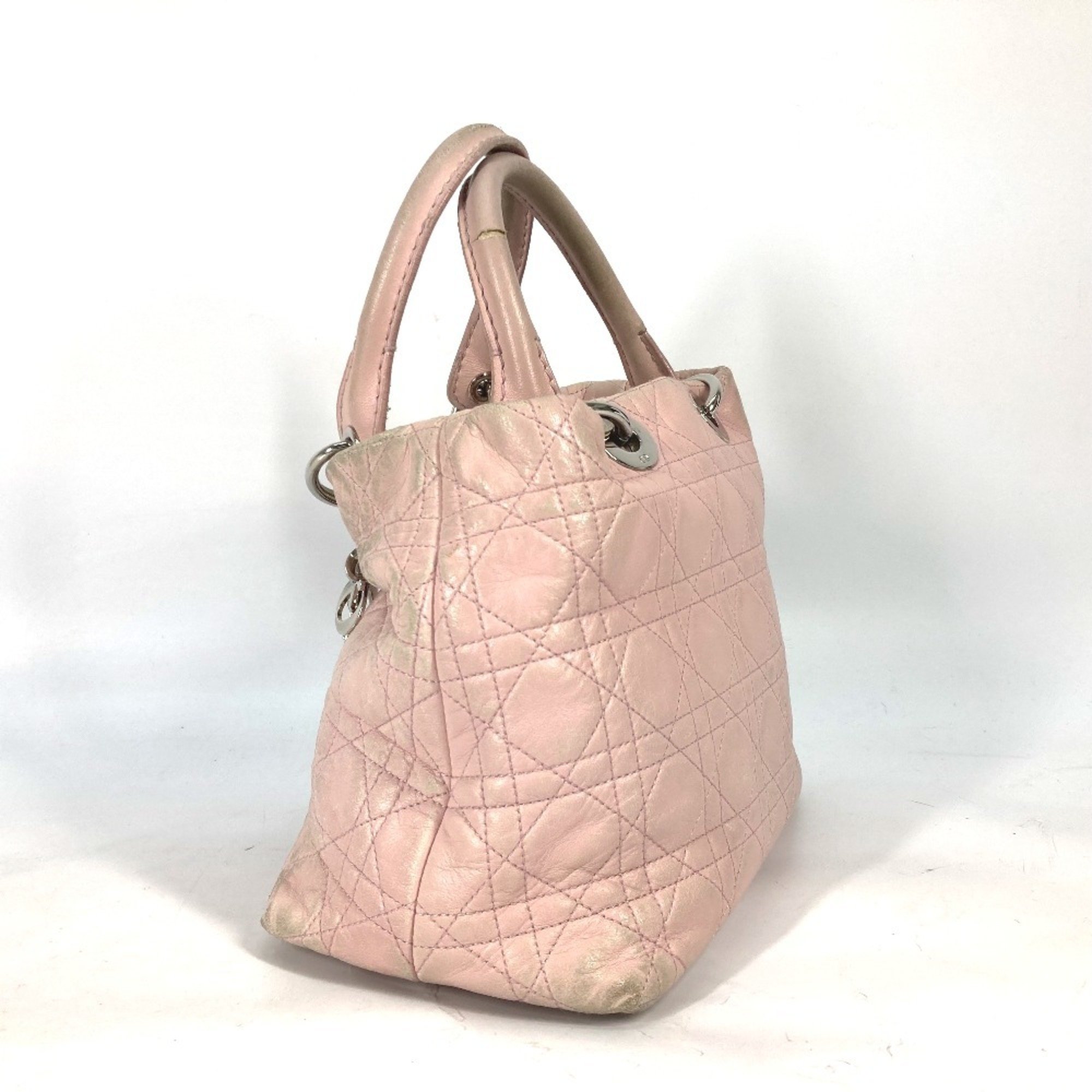 Christian Dior Dior LADY DIOR Lady Cannage Shoulder Bag Tote Handbag Leather Women's Pink