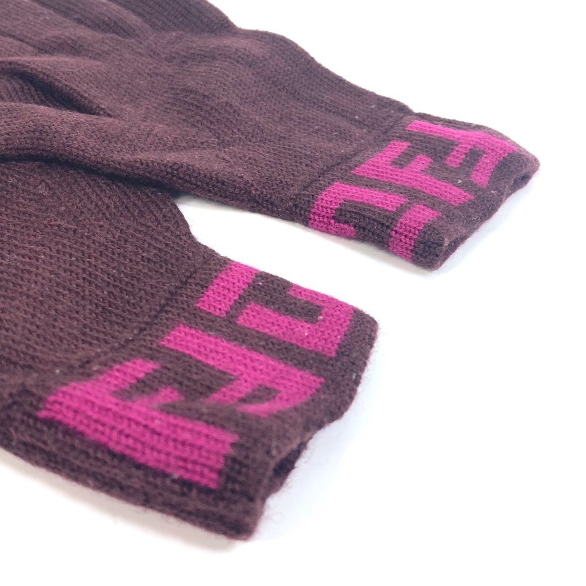 FENDI Zucca Gloves Bicolor Wool Women's Purple