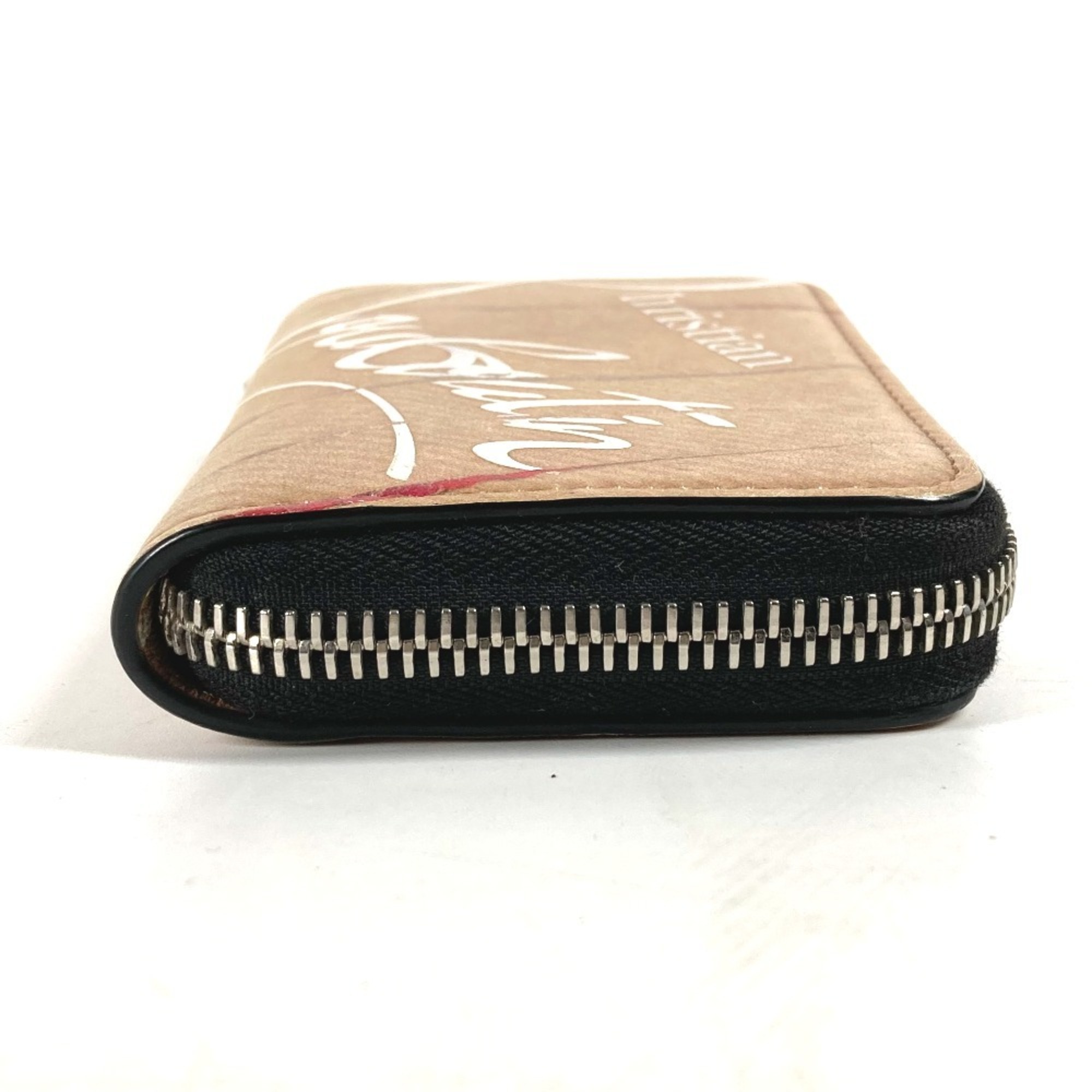 Christian Louboutin Wallet, Coin Purse, Craft Round, Wallet/Coin Case, Leather, Women's, Beige