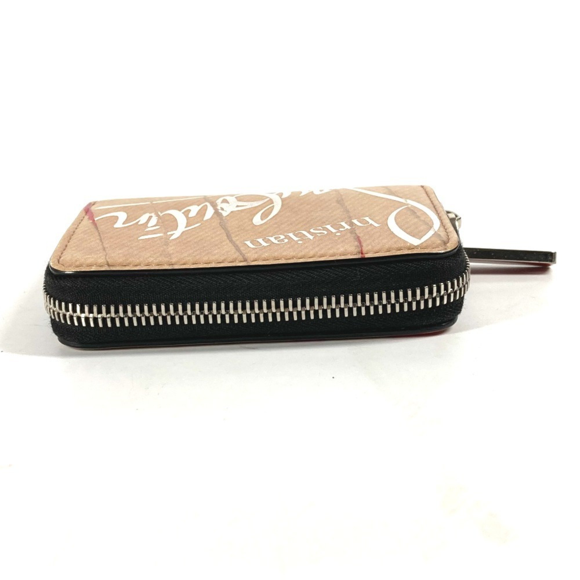 Christian Louboutin Wallet, Coin Purse, Craft Round, Wallet/Coin Case, Leather, Women's, Beige