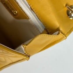 FENDI Metal Handle Handbag Leather Women's Yellow