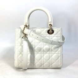 Christian Dior Dior M0565ONGE_M030 LADY DIOR Lady Cannage Medium Shoulder Bag Handbag Lambskin Women's White