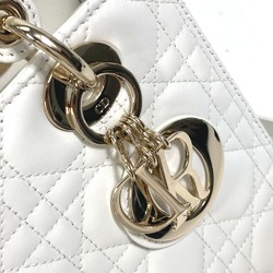 Christian Dior Dior M0565ONGE_M030 LADY DIOR Lady Cannage Medium Shoulder Bag Handbag Lambskin Women's White