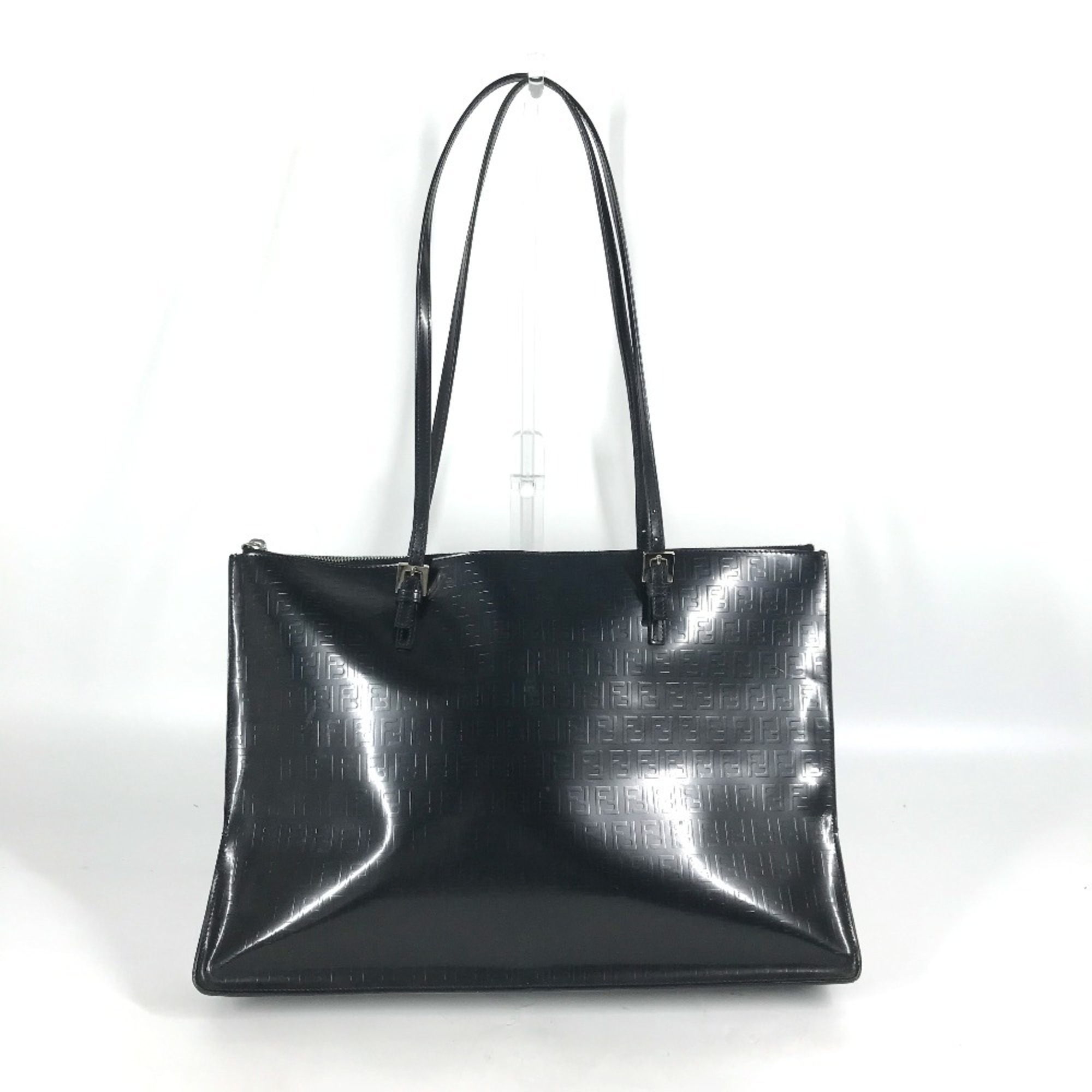 FENDI FF Shoulder Bag Tote Leather Women's Black