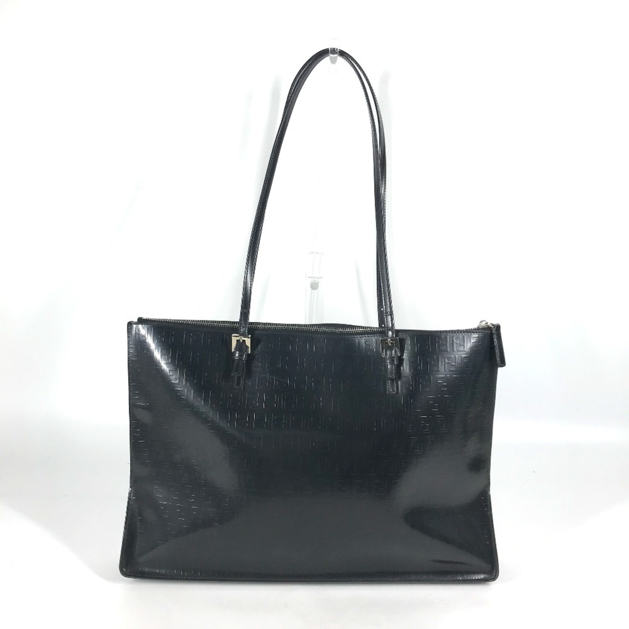 FENDI FF Shoulder Bag Tote Leather Women's Black