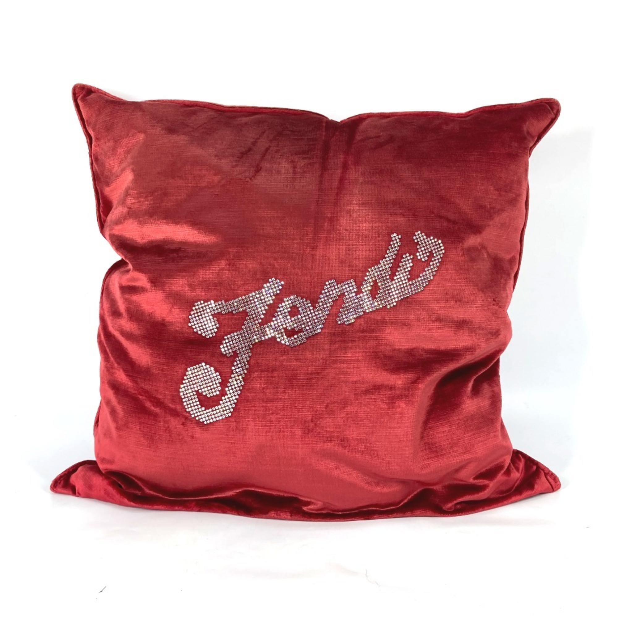 FENDI Rhinestone Pillow, Velour, Women's, Red