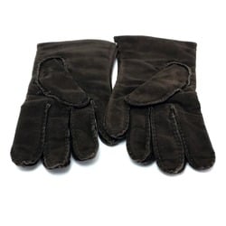 CHANEL Gloves Accessories Leather Chocolate Bar Lambskin Suede (Inner Surface) Cashmere Dark Brown Women's