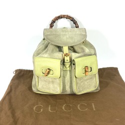 GUCCI 003.1119 Bamboo Backpack Suede Women's Green