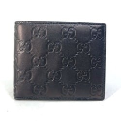 GUCCI 145754 Compact Wallet GG Guccissima Billfold Bi-fold Shima Leather Men's Black