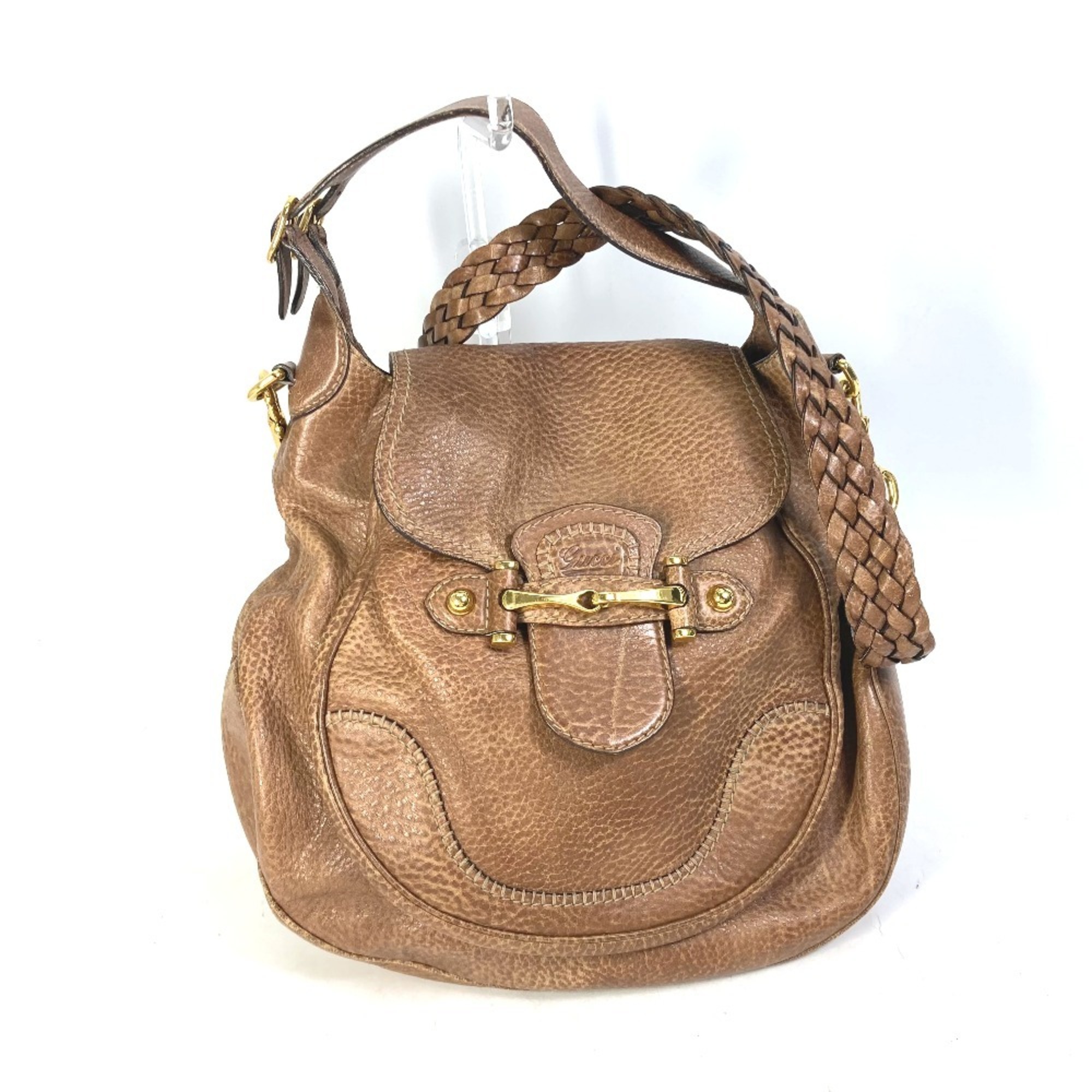 GUCCI 223955 Horsebit Shoulder Bag Leather Women's Brown