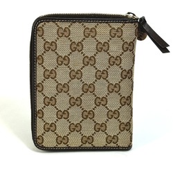 GUCCI 233152 GG Guccioli Chihuahua Stationery Round Notebook Cover Canvas Leather Women's Brown