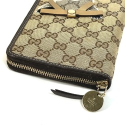 GUCCI 233152 GG Guccioli Chihuahua Stationery Round Notebook Cover Canvas Leather Women's Brown