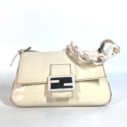 FENDI Plastic Chain Mamma Bucket Shoulder Bag Enamel Women's White