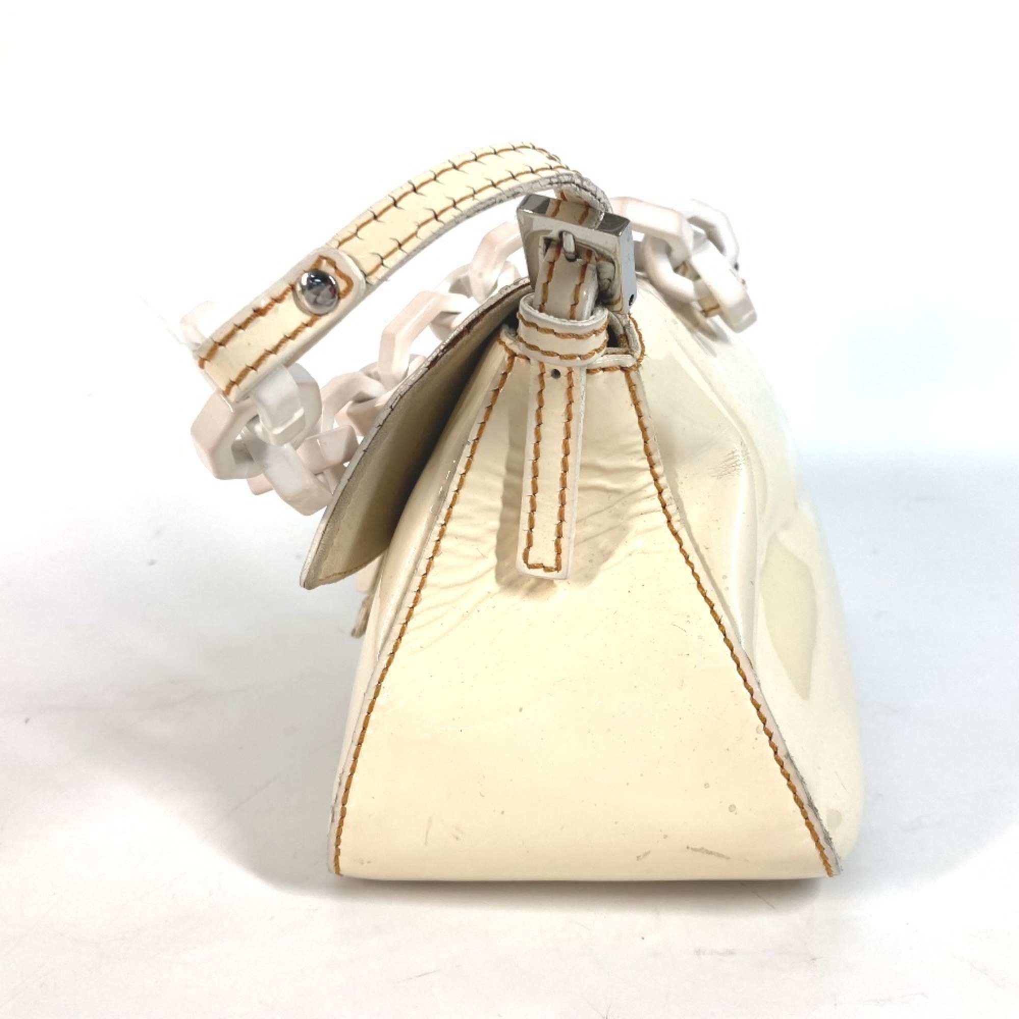 FENDI Plastic Chain Mamma Bucket Shoulder Bag Enamel Women's White