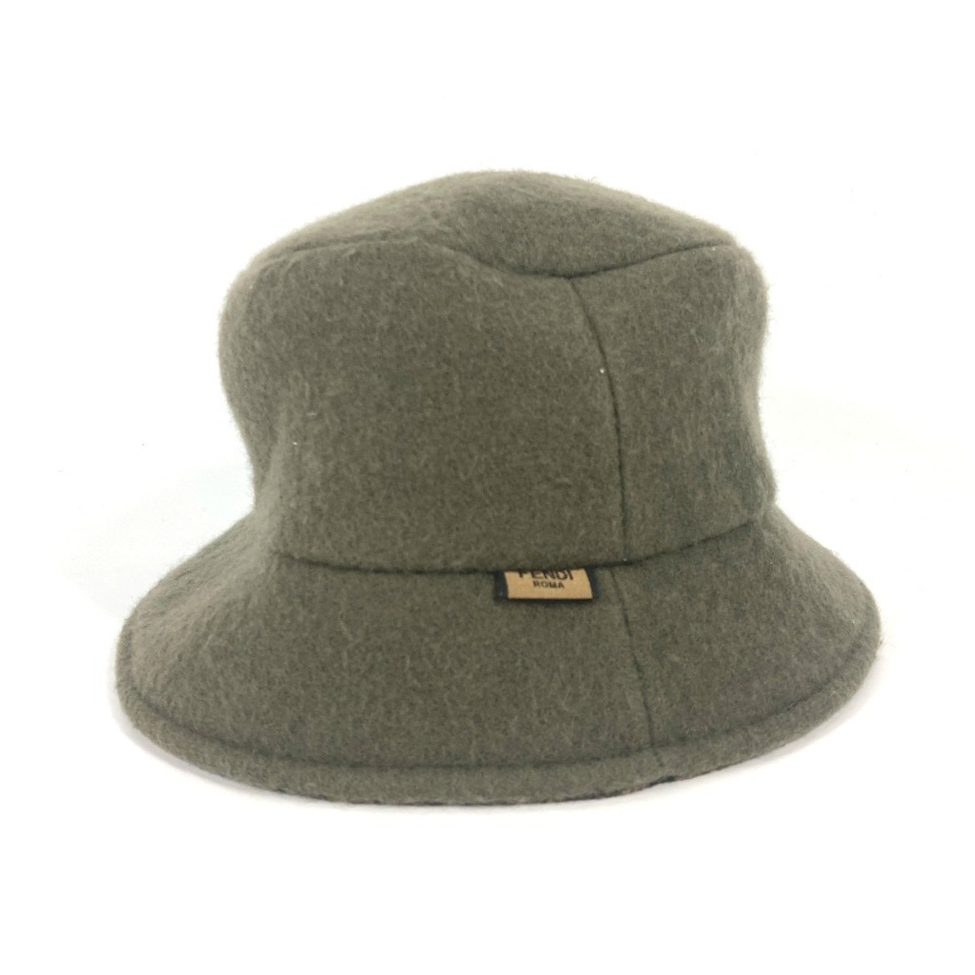 FENDI FXQ901 Wool hat, women's, Zucca inside khaki