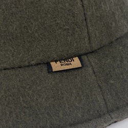 FENDI FXQ901 Wool hat, women's, Zucca inside khaki