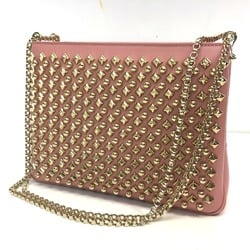 Christian Louboutin Trilby Large New Studs Bag Chain Shoulder Leather Women's Pink