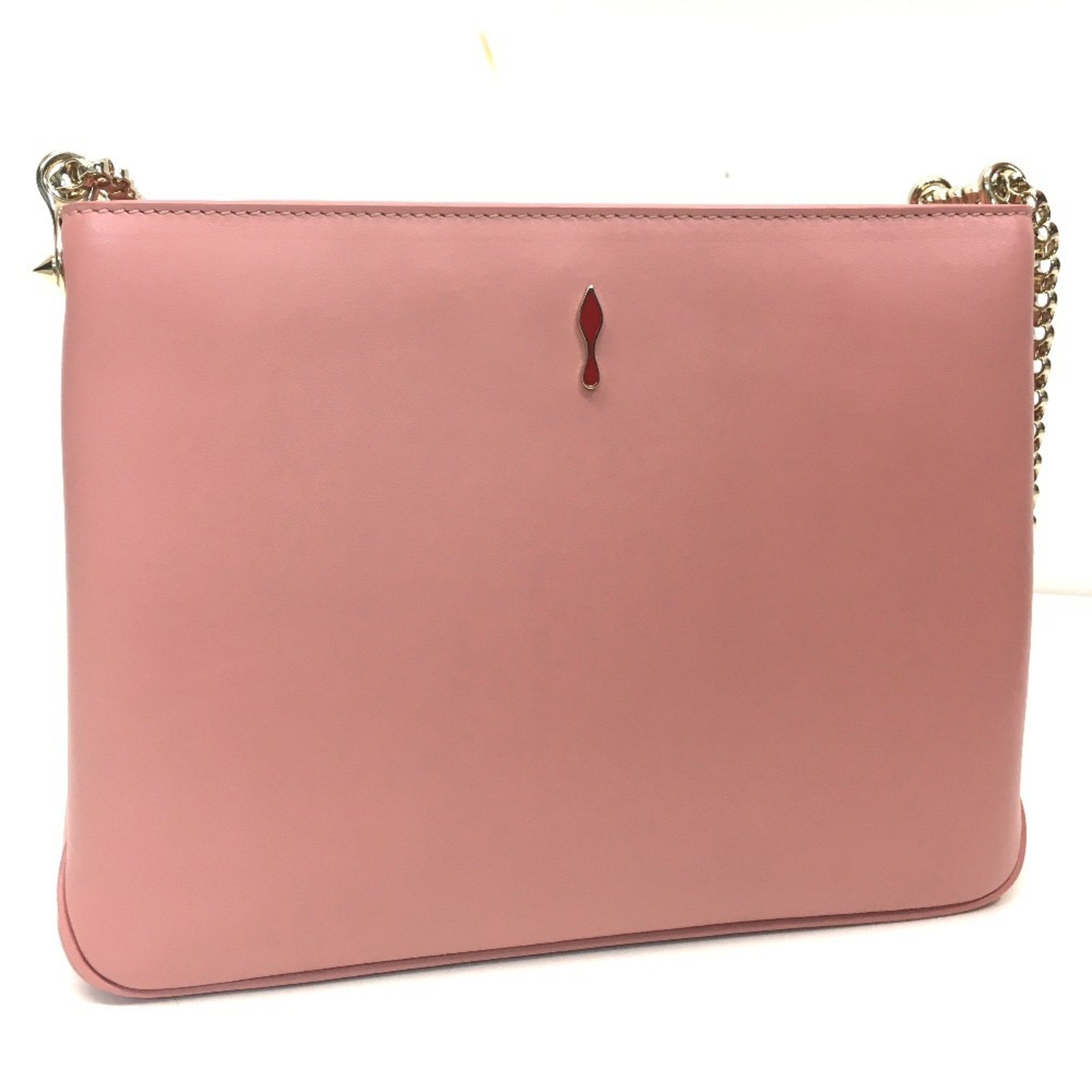 Christian Louboutin Trilby Large New Studs Bag Chain Shoulder Leather Women's Pink