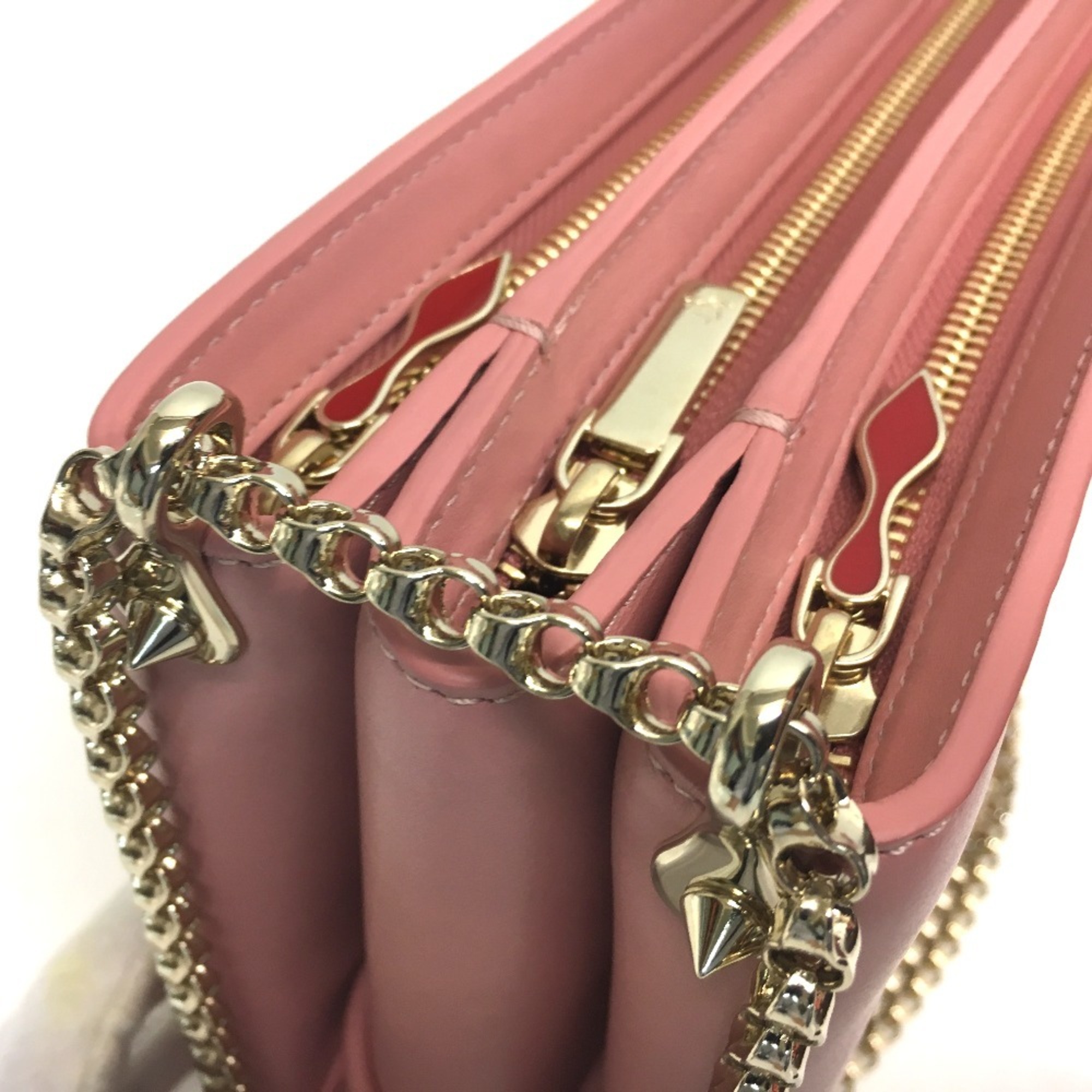 Christian Louboutin Trilby Large New Studs Bag Chain Shoulder Leather Women's Pink