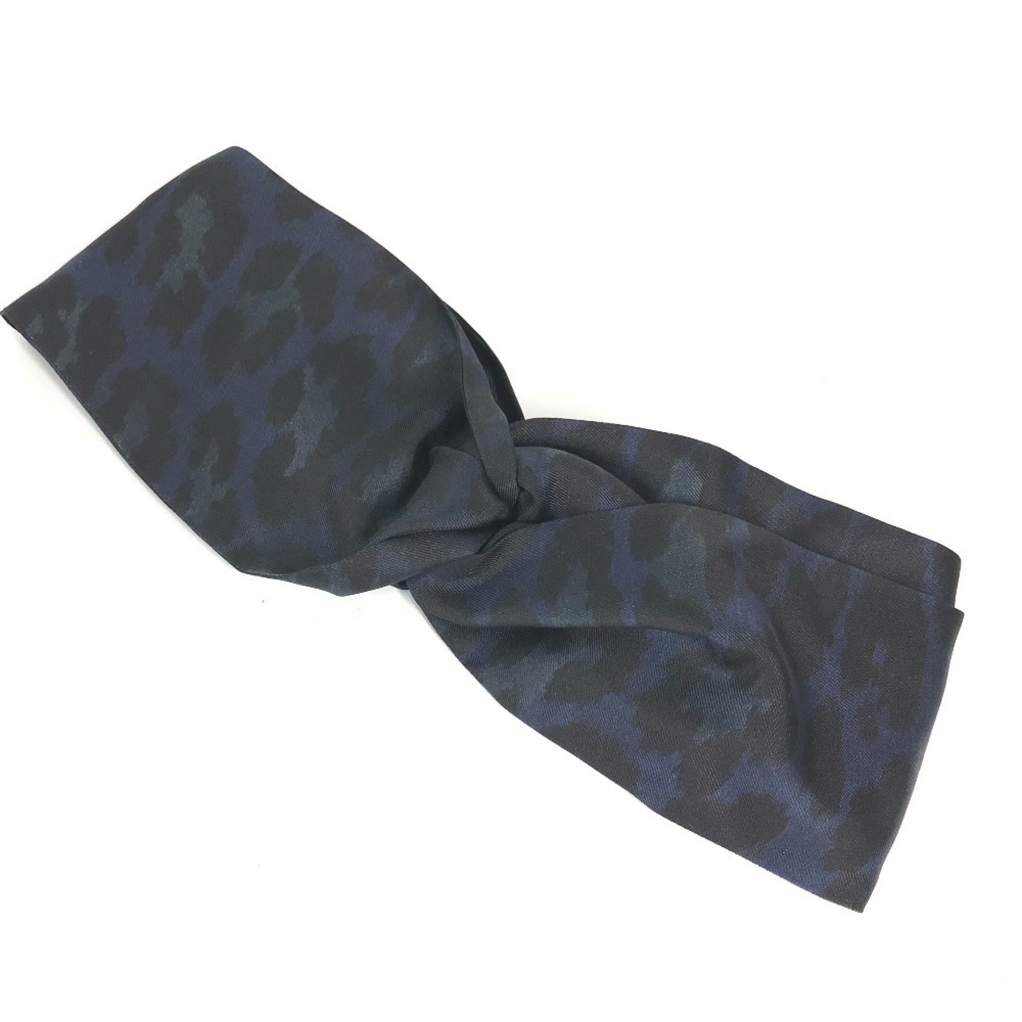 Christian Dior Dior Leopard Print Headband Hair Silk Women's Blue