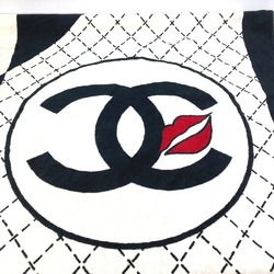 CHANEL Chanel Blanket Bath Towel CC Coco Mark Lip Design Lips Beach Cotton Women's Black