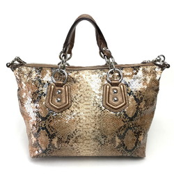 COACH 15269 Madison Sequin Audrey Boston Bag Handbag Sequins Women's Brown Beige